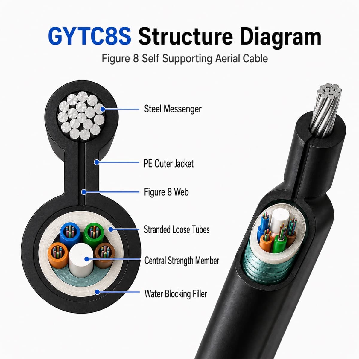 GYTC8S Figure 8 Fiber Optic Cable detail 2