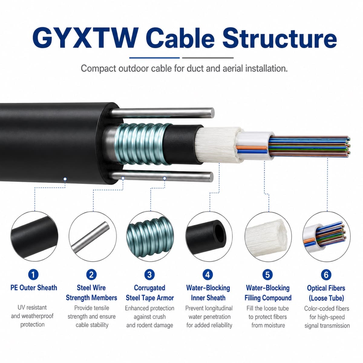 GYXTW Outdoor Fiber Optic Cable detail 2