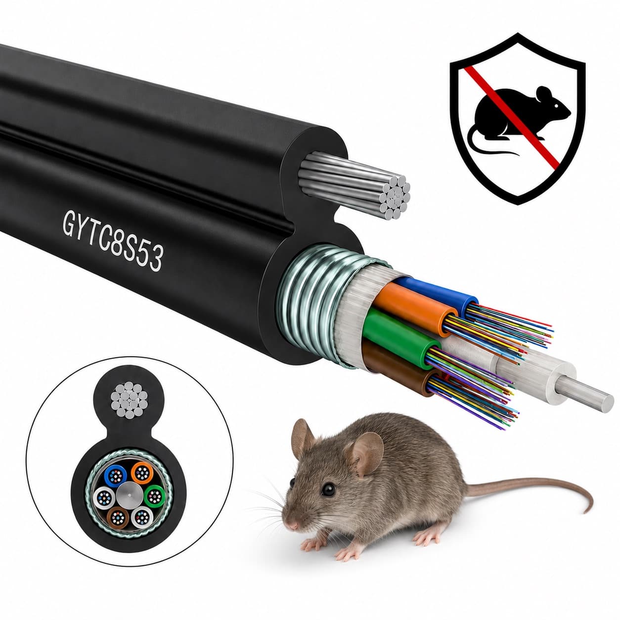 Cable Armado de Fibra Óptica Figura 8 GYTC8S53