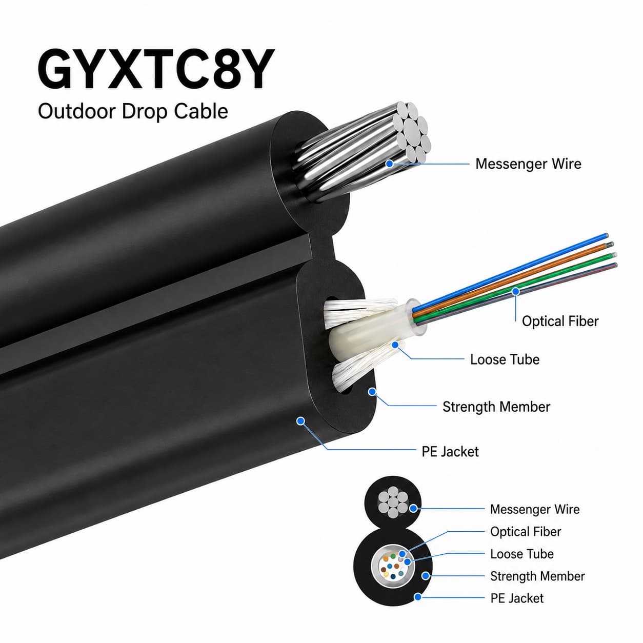 GYXTC8Y vs GJYXCH: cómo elegir cable drop aéreo para acceso FTTH